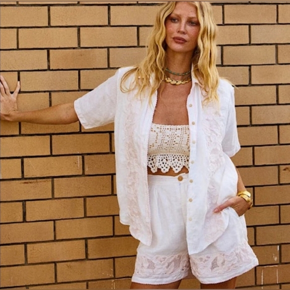 Chasing Unicorns Over the Border linen shorts xs - Picture 2 of 6